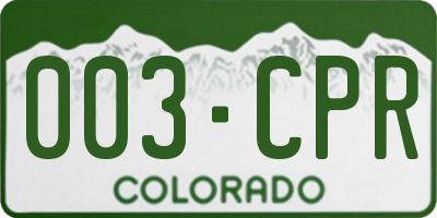 CO license plate 003CPR