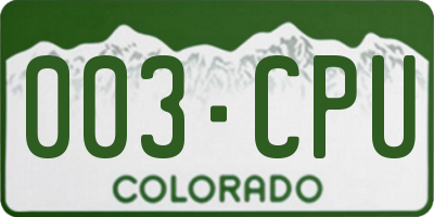 CO license plate 003CPU