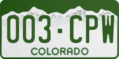 CO license plate 003CPW