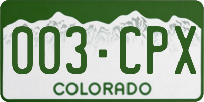 CO license plate 003CPX