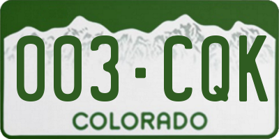 CO license plate 003CQK