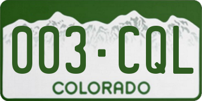 CO license plate 003CQL
