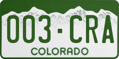 CO license plate 003CRA
