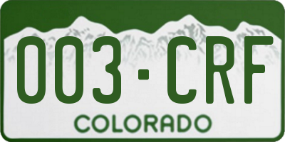 CO license plate 003CRF