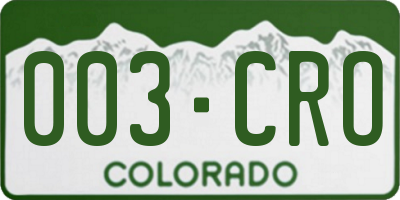 CO license plate 003CRO