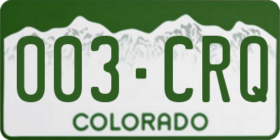 CO license plate 003CRQ