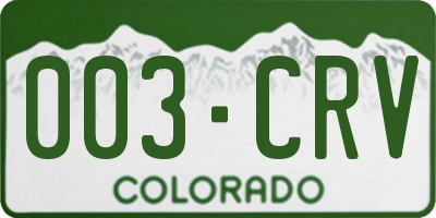 CO license plate 003CRV