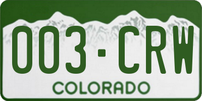 CO license plate 003CRW