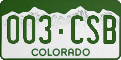 CO license plate 003CSB