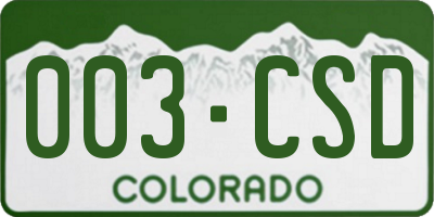 CO license plate 003CSD