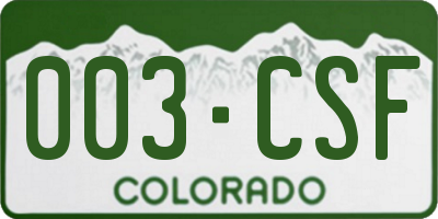 CO license plate 003CSF