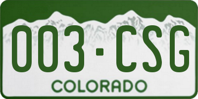 CO license plate 003CSG
