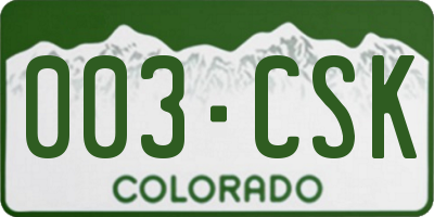 CO license plate 003CSK