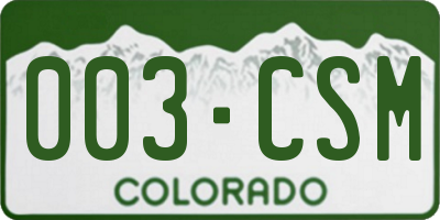 CO license plate 003CSM