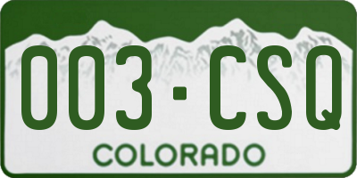 CO license plate 003CSQ