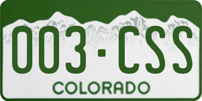 CO license plate 003CSS