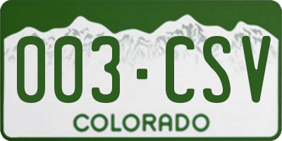 CO license plate 003CSV