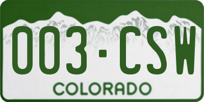CO license plate 003CSW