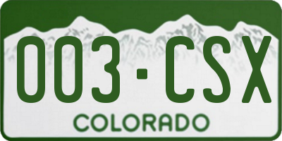 CO license plate 003CSX