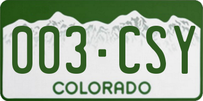 CO license plate 003CSY