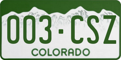 CO license plate 003CSZ