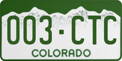 CO license plate 003CTC