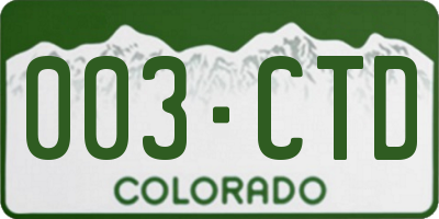 CO license plate 003CTD