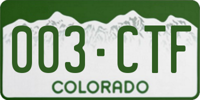 CO license plate 003CTF