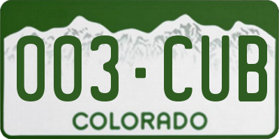 CO license plate 003CUB