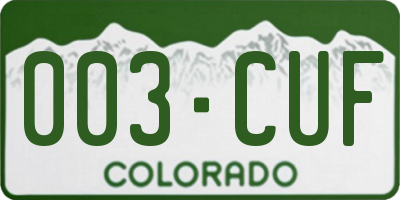 CO license plate 003CUF