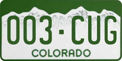 CO license plate 003CUG