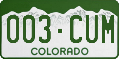 CO license plate 003CUM
