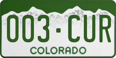 CO license plate 003CUR