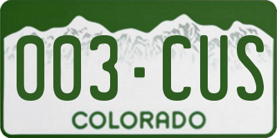 CO license plate 003CUS