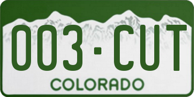 CO license plate 003CUT