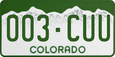 CO license plate 003CUU