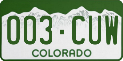 CO license plate 003CUW