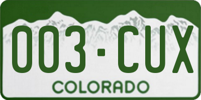 CO license plate 003CUX