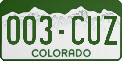CO license plate 003CUZ