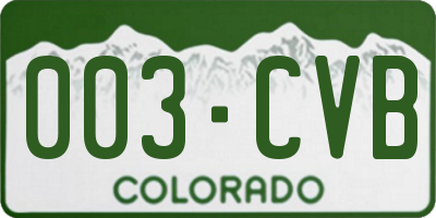 CO license plate 003CVB
