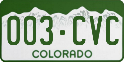 CO license plate 003CVC