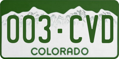 CO license plate 003CVD