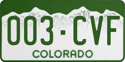 CO license plate 003CVF