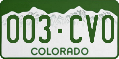 CO license plate 003CVO