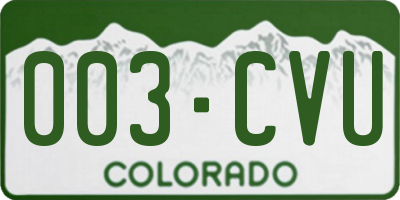 CO license plate 003CVU