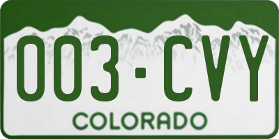 CO license plate 003CVY