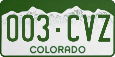 CO license plate 003CVZ