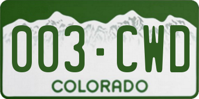 CO license plate 003CWD