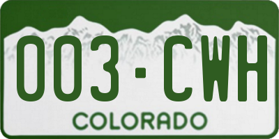 CO license plate 003CWH