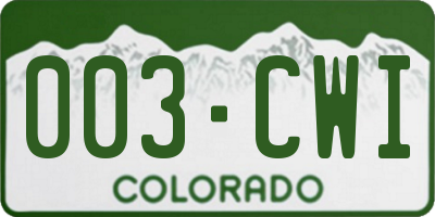 CO license plate 003CWI